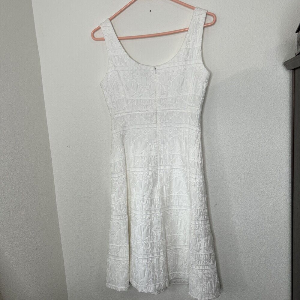 Nanette Lepore Womens Synthesizer Jacquard Scoop Neck A Line Dress White Size 2 - Picture 7 of 12